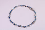 Blue Sapphire, Aquamarine and Topaz C Z Set Bracelet, 7.50 inch Length, Made from solid Sterling Silver