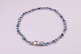 Blue Sapphire, Aquamarine and Topaz C Z Set Bracelet, 7.50 inch Length, Made from solid Sterling Silver