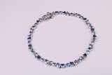 Blue Sapphire, Aquamarine and Topaz C Z Set Bracelet, 7.50 inch Length, Made from solid Sterling Silver