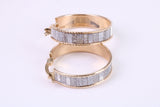 22 mm Round Creole Hoop, Two Tone Shimmer Finish, Earrings Made from 9ct Yellow Gold
