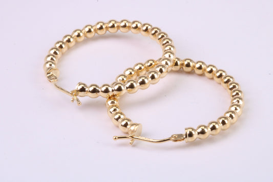 28 mm Round Hoop Creole Earrings Made from 9ct Yellow Gold