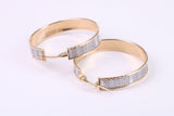 28 mm Round Creole Hoop, Two Tone Shimmer Finish, Earrings Made from 9ct Yellow Gold