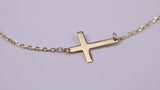 Simple and very Dainty 10 mm Long Cross Bracelet, Length Adjustable Chain, Made from Solid Yellow Gold with High Polished Finish