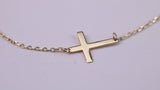 Simple and very Dainty 10 mm Long Cross Bracelet, Length Adjustable Chain, Made from Solid Yellow Gold with High Polished Finish