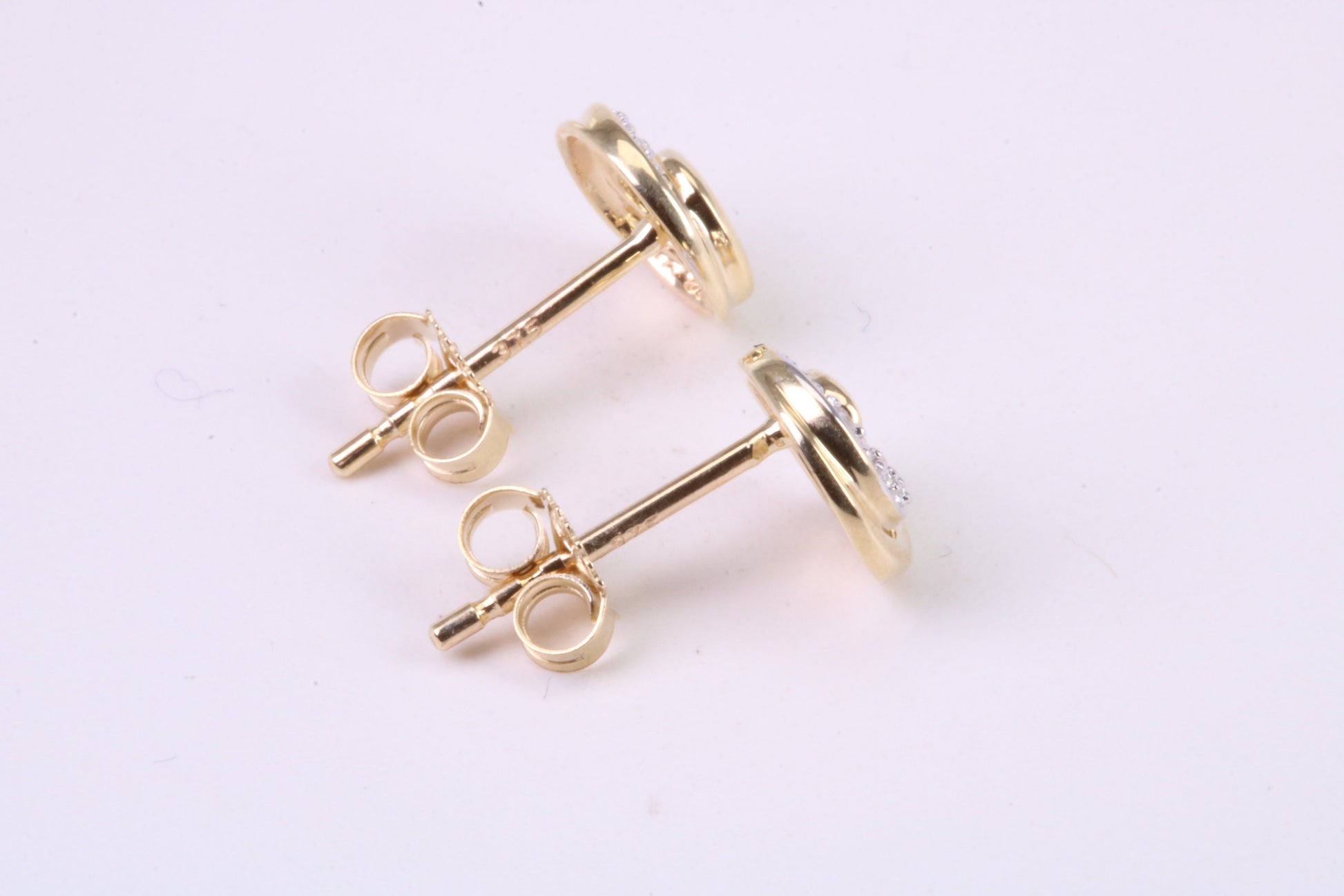 Natural Diamonds set Stud Earrings Made from Solid Yellow Gold, British Hallmarked