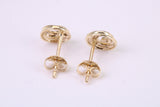 Natural Diamonds set Stud Earrings Made from Solid Yellow Gold, British Hallmarked