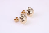 10 mm Round Diamond cut Domed Stud Earrings Made from Yellow Gold