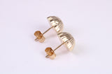 10 mm Round Diamond cut Domed Stud Earrings Made from Yellow Gold