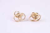 10 mm Round Triple Hoop Stud Earrings Made from Yellow Gold