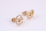 10 mm Round Triple Hoop Stud Earrings Made from Yellow Gold