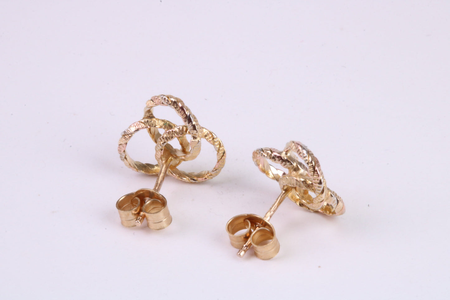 10 mm Round Triple Hoop Stud Earrings Made from Yellow Gold