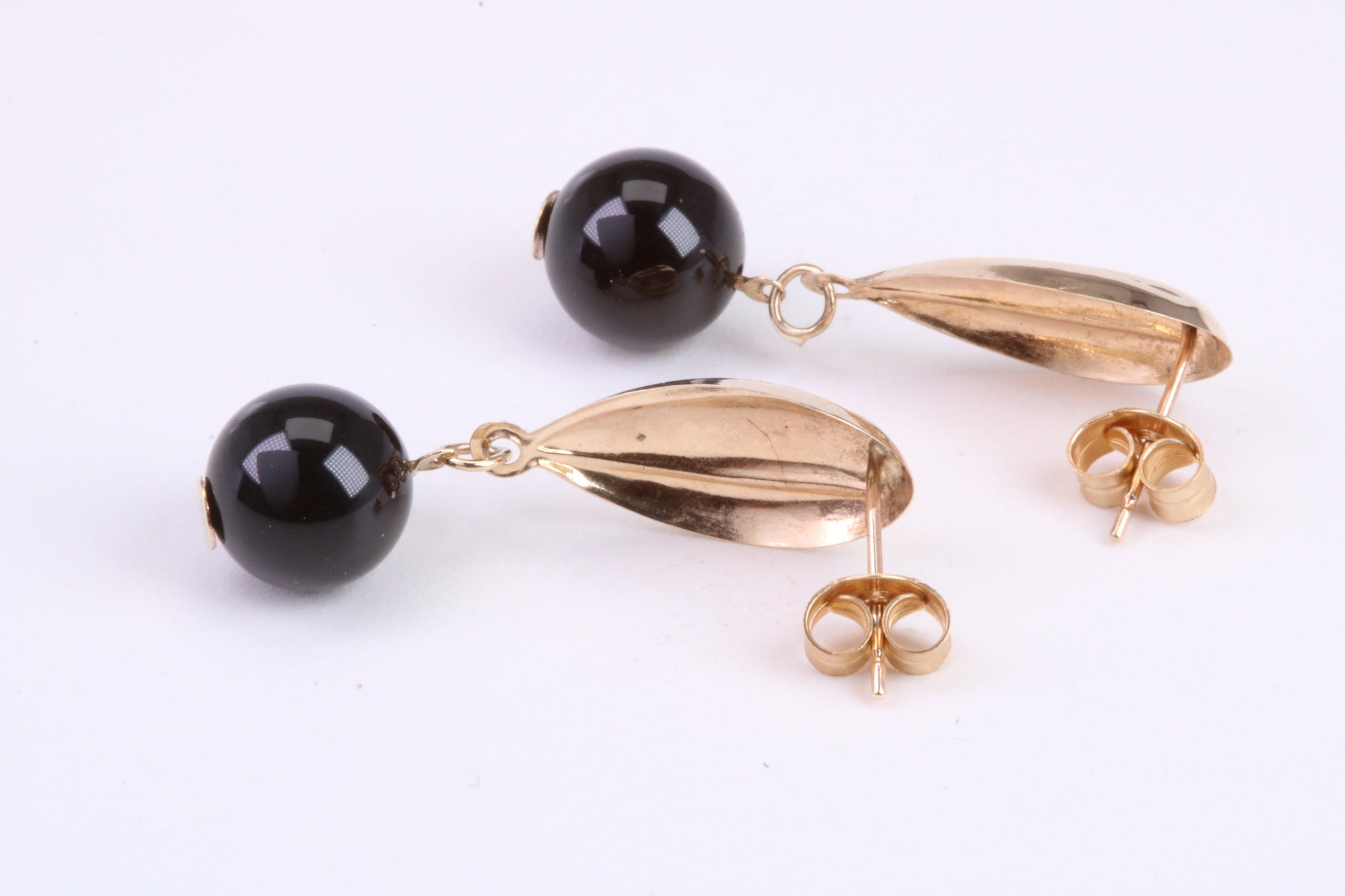 Onyx Dropper Earrings Made from 9ct Yellow Gold