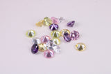Assorted Pack of 20 AAA Grade Cubic Zirconia, Top Colour and Luster, Choice of Sizes, 6mm, 7mm, 8mm and 10mm