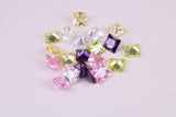 Assorted Pack of 20 Square cut AAA Grade Cubic Zirconia, Top Colour and Luster, Choice of Sizes, 4mm, 5mm, 6mm, 8mm and 10mm