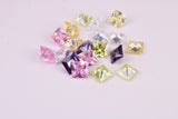 Assorted Pack of 20 Square cut AAA Grade Cubic Zirconia, Top Colour and Luster, Choice of Sizes, 4mm, 5mm, 6mm, 8mm and 10mm