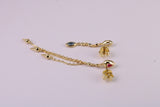 Fashionable Odd Pair 65 mm and 35 mm Long Dropper Stud Earrings, Solid Silver with Yellow Gold Plating