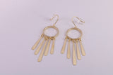 Fashionable 48 mm Long C Z Set Dropper Stud Earrings, Solid Silver with Yellow Gold Plating