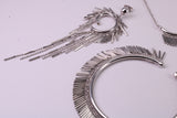Large Silver Necklace with Matching Earrings and Bracelet