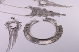 Large Silver Necklace with Matching Earrings and Bracelet