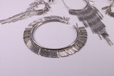 Large Silver Necklace with Matching Earrings and Bracelet