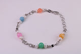 Rainbow Bracelet, With Length Adjustable Chain, Made from solid Sterling Silver