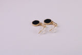 18 mm Long Black Onyx Set Dropper Stud Earrings, Solid Silver with Yellow Gold Plating