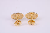Stud Earrings set with Emerald cut C Z, Very Dressy, Made from Solid 925 Grade Sterling Silver and 18ct Yellow Gold Plated