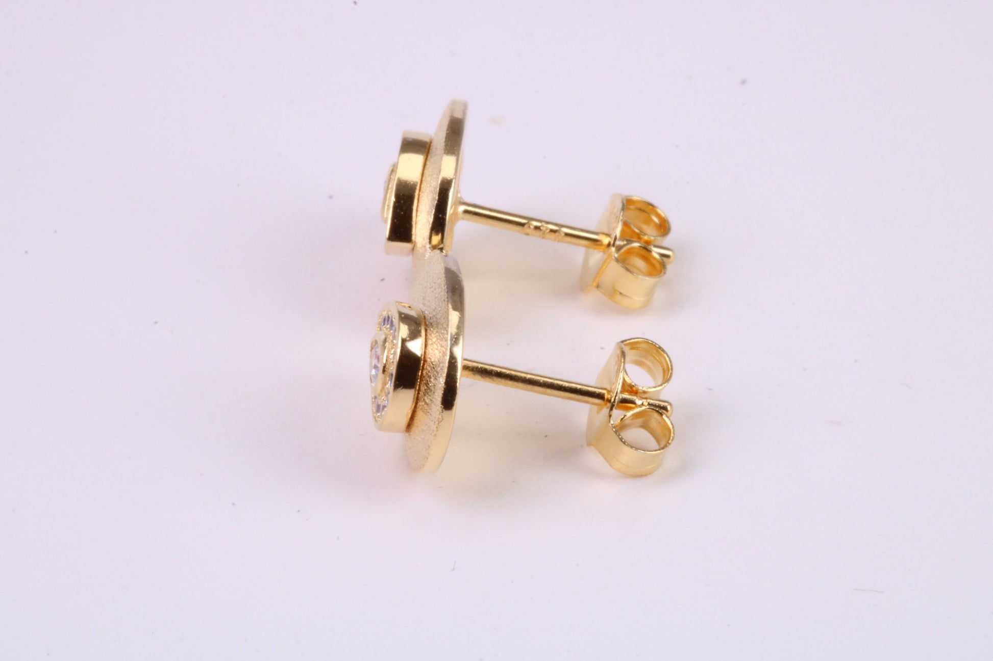Stud Earrings set with Emerald cut C Z, Very Dressy, Made from Solid 925 Grade Sterling Silver and 18ct Yellow Gold Plated