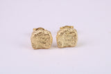 Gold Nugget Stud Earrings, Very Dressy, Made from Solid 925 Grade Sterling Silver and 18ct Yellow Gold Plated