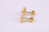 Gold Nugget Stud Earrings, Very Dressy, Made from Solid 925 Grade Sterling Silver and 18ct Yellow Gold Plated