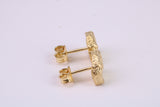 Gold Nugget Stud Earrings, Very Dressy, Made from Solid 925 Grade Sterling Silver and 18ct Yellow Gold Plated