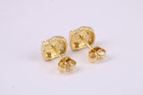 Gold Nugget Stud Earrings, Very Dressy, Made from Solid 925 Grade Sterling Silver and 18ct Yellow Gold Plated
