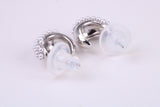 Natural Pearl set Half Hoop Stud Earrings, set in Solid Silver