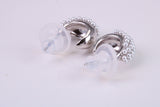 Natural Pearl set Half Hoop Stud Earrings, set in Solid Silver
