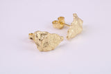 Gold Nugget Stud Earrings, Very Dressy, Made from Solid 925 Grade Sterling Silver and 18ct Yellow Gold Plated