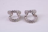 Diamond White Cubic Zirconia set Half Hoop Earrings, Very Dressy, Made from Solid 925 Grade Sterling Silver