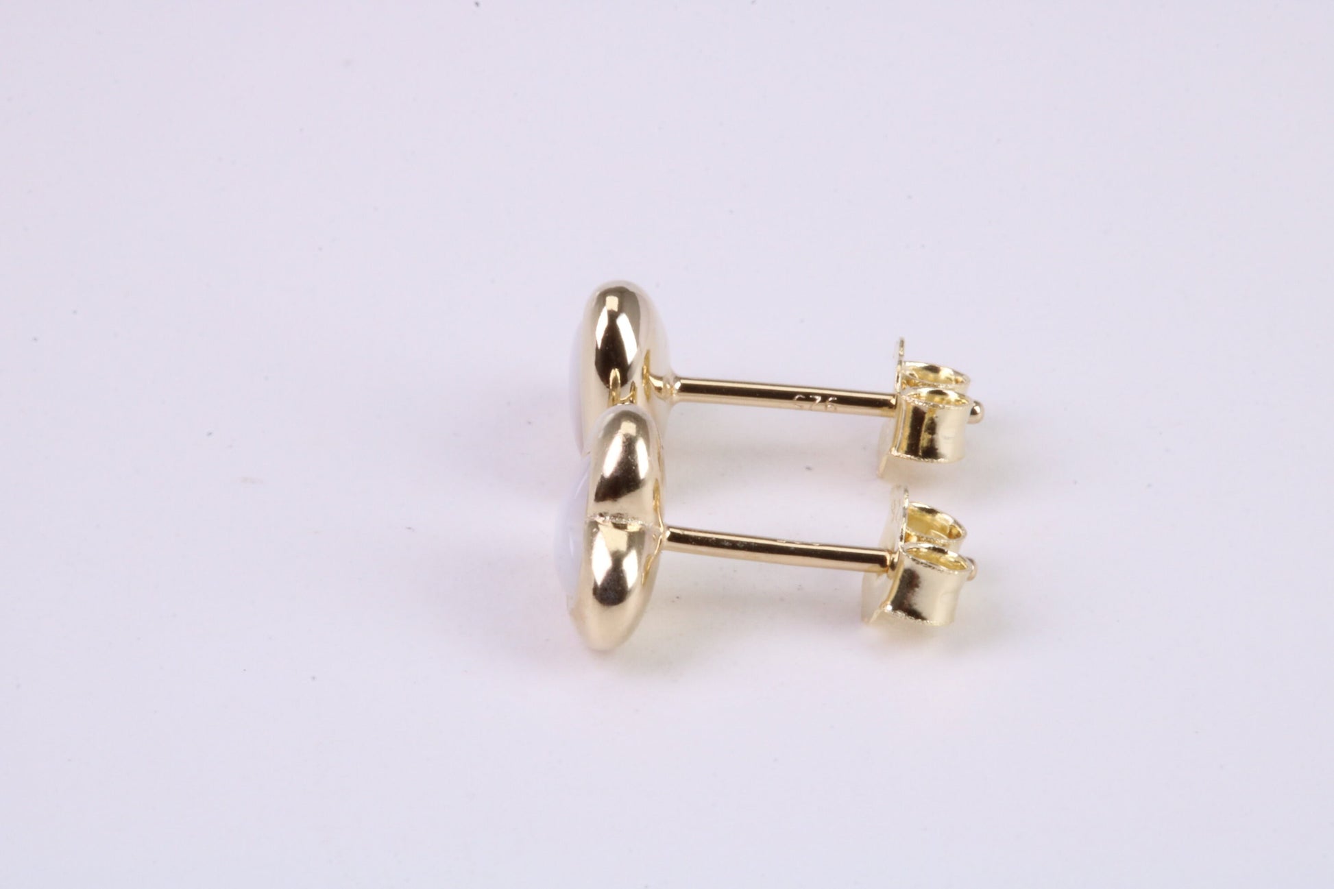 Love Heart Mother of Pearl set Stud Earrings, Made from Solid 925 Grade Sterling Silver and 18ct Yellow Gold Plated
