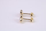 Love Heart Mother of Pearl set Stud Earrings, Made from Solid 925 Grade Sterling Silver and 18ct Yellow Gold Plated