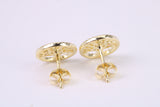 Tree of Life C Z set Stud Earrings, Made from Solid 925 Grade Sterling Silver and 18ct Yellow Gold Plated