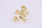 Tree of Life C Z set Stud Earrings, Made from Solid 925 Grade Sterling Silver and 18ct Yellow Gold Plated