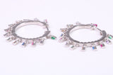 26 mm Round Rainbow Hoop Creole Earrings Made from 925 Grade Sterling Silver