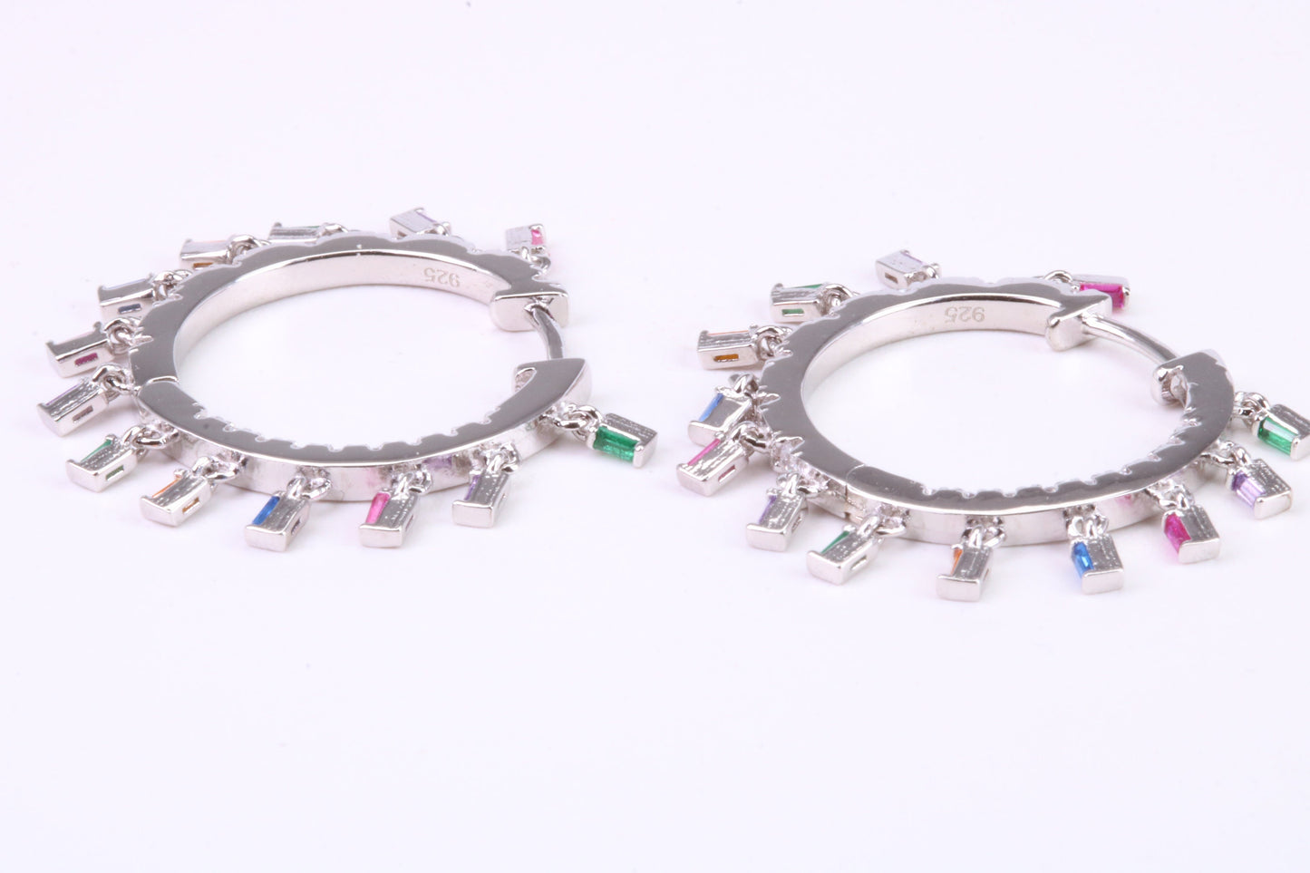 26 mm Round Rainbow Hoop Creole Earrings Made from 925 Grade Sterling Silver