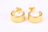 7 mm Wide Diamond cut Half Hoop Earrings, Very Dressy, Made from Solid 925 Grade Sterling Silver and 18ct Yellow Gold Plated