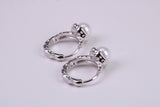 Natural Pearl set Hoop Earrings, set in Solid Silver