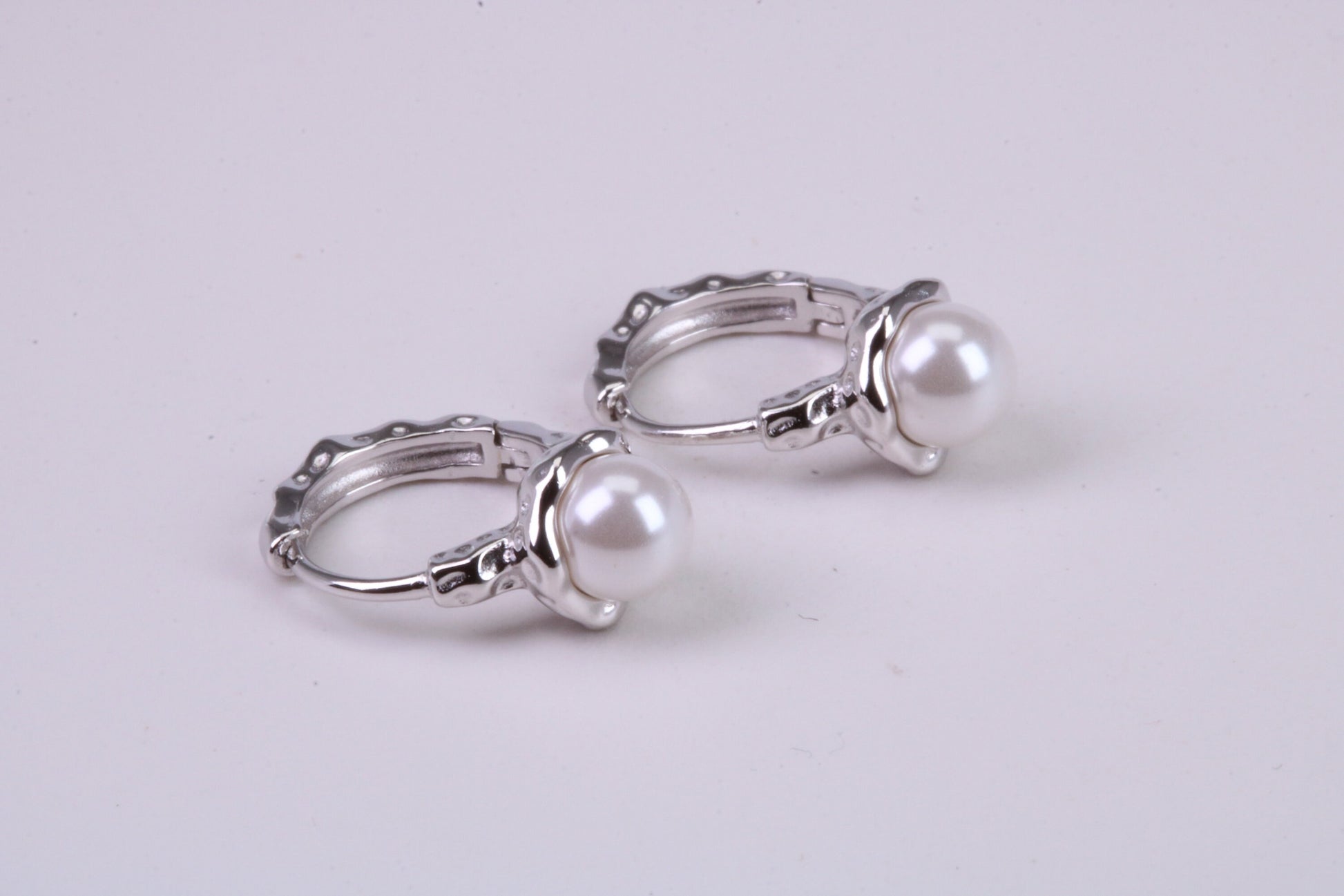 Natural Pearl set Hoop Earrings, set in Solid Silver