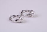 Natural Pearl set Hoop Earrings, set in Solid Silver