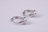Natural Pearl set Hoop Earrings, set in Solid Silver