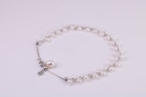 Natural 7.50 inches Long x 7 mm Wide Pearl Bracelet, made from Sterling Silver