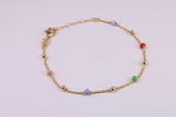 Dainty Rainbow Bracelet, With Length Adjustable Chain, Made from solid Sterling Silver and Further 18ct Yellow Gold Plated