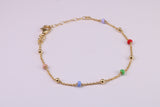 Dainty Rainbow Bracelet, With Length Adjustable Chain, Made from solid Sterling Silver and Further 18ct Yellow Gold Plated